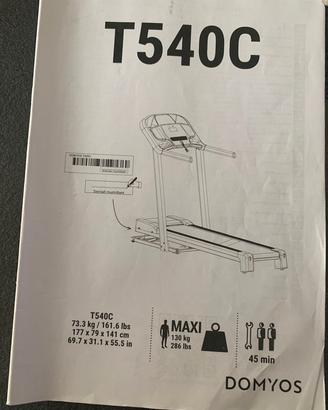 Tapis roulant T540C Domyos