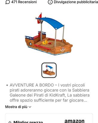 Sabbiera in legno galeone