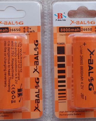 2 Batterie 26650 Polo Piatto 4,2V 8800 mAh