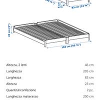 coppia letti singoli impilabili 80x200