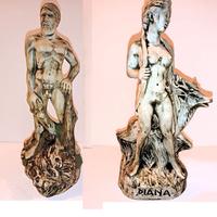 Lotto 2 STATUE ERCOLE e DIANA BOTTIGLIE CERAMICA V