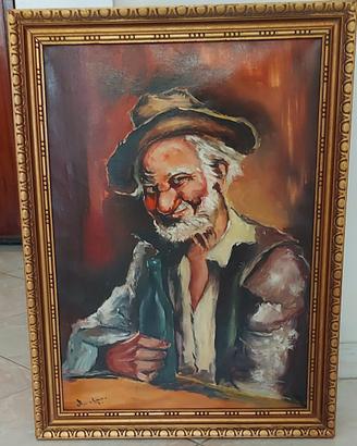 Quadro con Vecchietto dipinto a olio su tela.