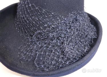 Cappello vintage donna anni '50/'60 in feltro blu