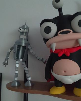 BENDER™ Futurama 38cm 3D Articolato Argento 1/100