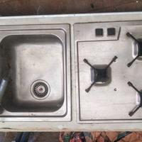 Lavello inox con mix + fornello inox gas piezo