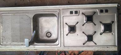 Lavello inox con mix + fornello inox gas piezo