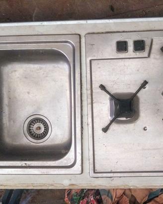 Lavello inox con mix + fornello inox gas piezo