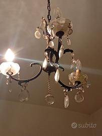 lampadario con gocce in vetro