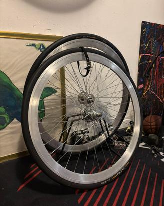 Coppia ruote bici 700 con contropedale