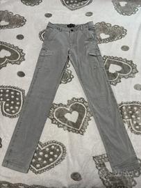 Pantaloni Down-Up grigi - 100% cotone - Taglia M