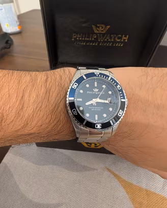 Philip Watch Caribe 42mm blu/nero vetro zaffiro