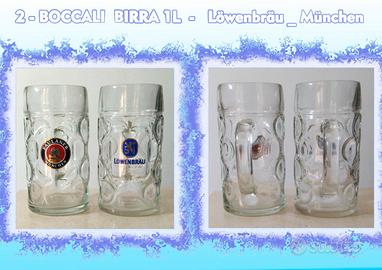 2 BOCCALE BIRRA 1L  Lowenbrau ,  Munchen , vetro