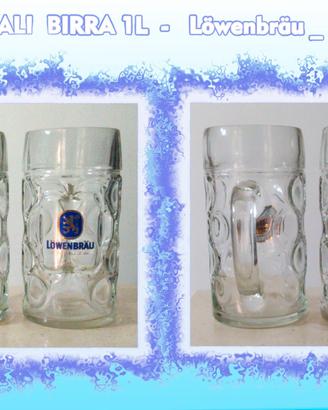 2 BOCCALE BIRRA 1L  Lowenbrau ,  Munchen , vetro