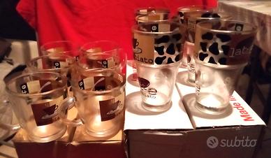 Set 6 Tazze Bicchieri Vetro Latte Macchiato