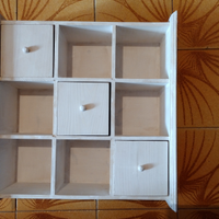 Contenitore con vani e 3 cassettini in legno