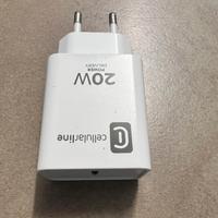 Caricabatterie cellular line usb c 20 w