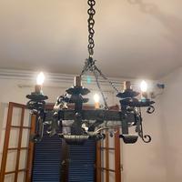 Lampadario circolare in ferro battuto