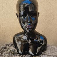 Busto di donna in ceramica smaltata, modernariato