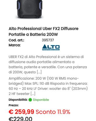 alto fx2 professionale portatile 