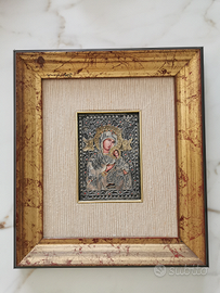 Icona Madonna con bambino in argento