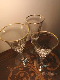 SET Calici in Cristallo, bordo dorato - NUOVI