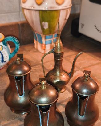 Set 5 Caffettiere Arabe Vintage Dallah Rame