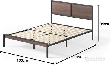 Letto matrimoniale 160x190 in metallo con rete