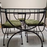 Tavolo cristallo e ferro battuto