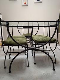 Tavolo cristallo e ferro battuto