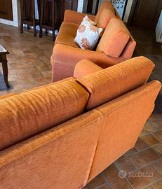 Divani 3+2 posti in tessuto arancione