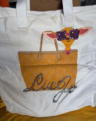 Borsa Canvas bianca Liu Jo originale strass