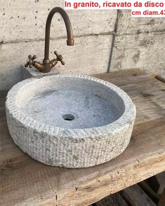 Lavabo lavello ricavato da antico disco di macina
