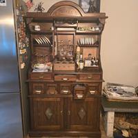 Credenza Snack bar con bancone in legno massello, 