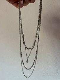 Collana multifilo argento con ciondolo