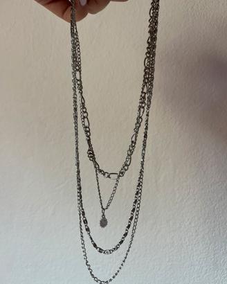 Collana multifilo argento con ciondolo