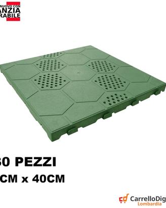 30 Piastrelle pavimento plastica verde drenante