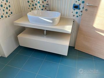 Mobile bagno sospeso laminato crema con specchio