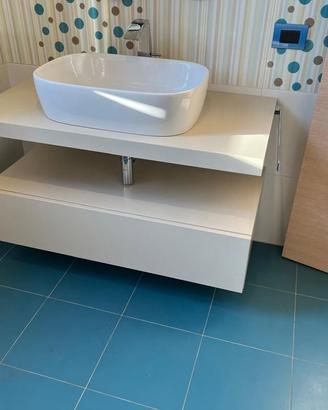 Mobile bagno sospeso laminato crema con specchio