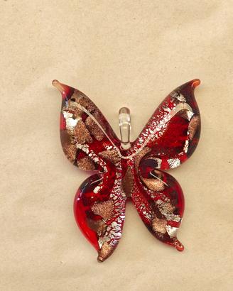 Ciondolo Farfalla in vetro di murano+argento 