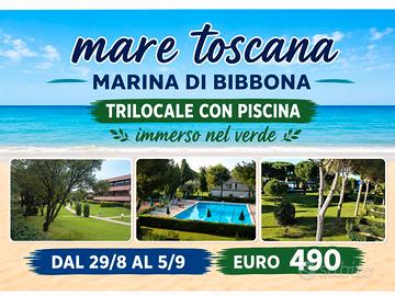 Mare Toscana Trilocale con piscina dal 29/8 al 5/9