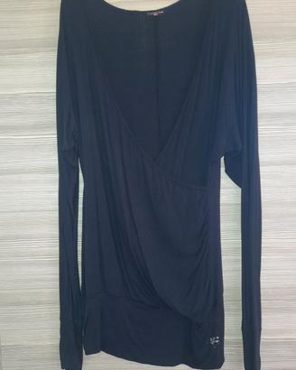 maglia lunga in cotone blu