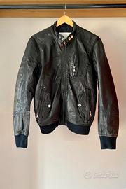 Giubbotto in pelle blu