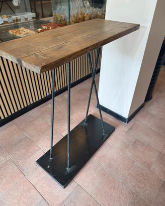 TAVOLO ALTO STILE INDUSTRIAL IN LEGNO E FERRO