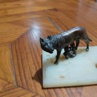 Set da scrivania vintage in marmo e bronzo con scu