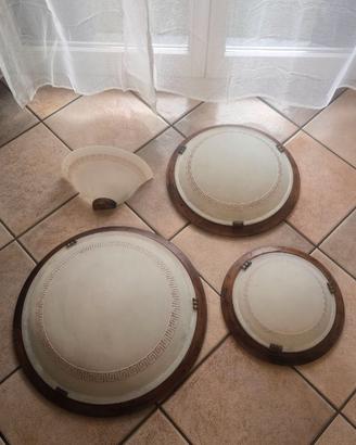 Tre Plafoniere + Applique Le Luci legno e vetro