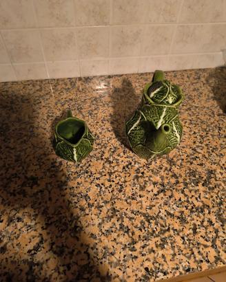 Set teiera e lattiera Bordallo pinheiro