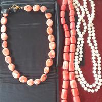 Collane nuove in corallo e perle + orecchini