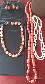 Collane nuove in corallo e perle + orecchini