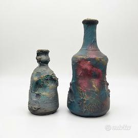 Coppia bottiglie artigianali sarde - blu e uniche