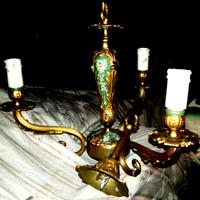 Lampadario liberty in bronzo dipinto